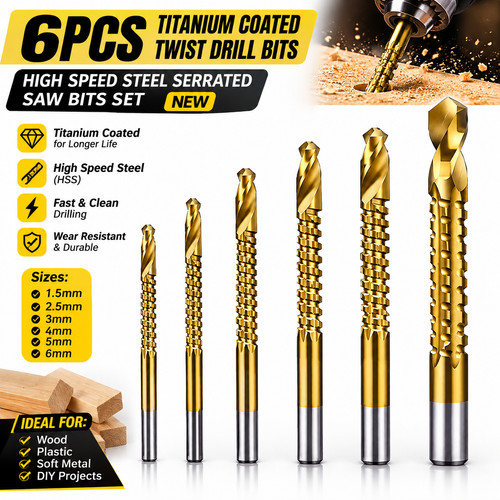6pcs titanium coated twist - coated,