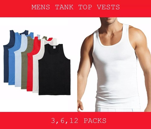 12x mens vest 100 cotton - cotton, tank
