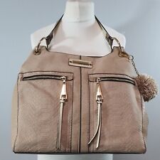 RIVER ISLAND Hobo Suede Shopper Bag Tote Shoulder Multiway Pom Pom Bag Charm