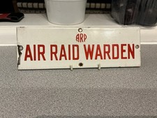 Stunning Vintage Original Enamel Air Raid Warden Sign