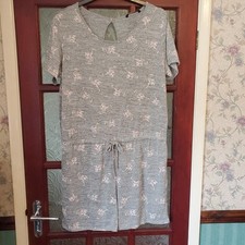 George Asda Jumpsuit Playsuit Flamingo Grey Pink Womens UK 20 New No Tags