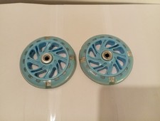 1 Pair 11cm Blue Children Push Scooter Wheels - Bearing 2x Scooter Support Wheel
