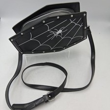 Gothic Coffin Shaped Crossover Shoulder Bag handbag Black spiderweb Halloween 
