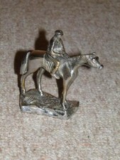 Original Vintage Silver Race Horse & Jockey Car Mascot Hood Ornament By Desmo