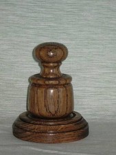 WOODEN PALM POCKET GAVEL AND