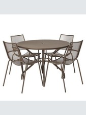 John Lewis Mesh 4-Seater Round Garden Dining Table & Chairs Set, Dark Grey (5347