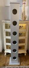 Vintage Tall Wooden CD Storage Tower Rack Peep Hole Holds 76 CDs 122cm