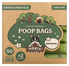 Pogi’s Dog Poo Bags – 750 Unscented Bags (50 Rolls) with 2 Dispensers