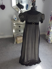 Regency Bridgerton Austen dress  Handmade antique buckle and lace