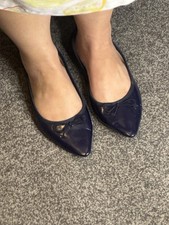 Ballet Navy Blue Patent Flat Slip On Pointed Shoes UK Size 5 EU 38