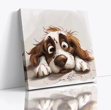 Springer Spaniel Dog Funny Cute  Square Canvas Print Picture Wall Art Poster