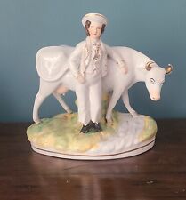  Antique Staffordshire Herd Boy With Cow 