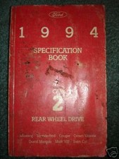 1994 Ford Car 2 Spec Book Rear Wheel Service Manual