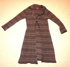Monsoon Knitted Coat/Coatigan/Cardigan Brown stripe soft warm Lambswool Angora M