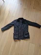 Barbour Mens Bristol Black Jacket Waxed Cotton Wool Lined Insulated Small S