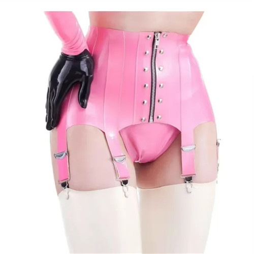 Pink latex garter with - pink,