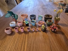 20 x Miniature Garden Dolls House Potts 1:12 Some With Plants In 