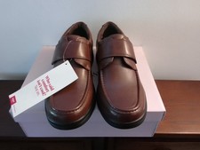 mens touch fasten strap shoes tan/l.brown. core comfort cotton traders 7 uk new