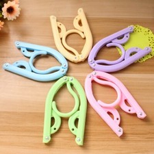 5PCS Travel Portable Foldable Clothes Coat Plastic Hangers Folding Slotted Tool