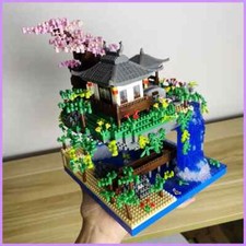 Enchanted Peach Blossom micro mini Lake Building Blocks Set for Adults and Kids: