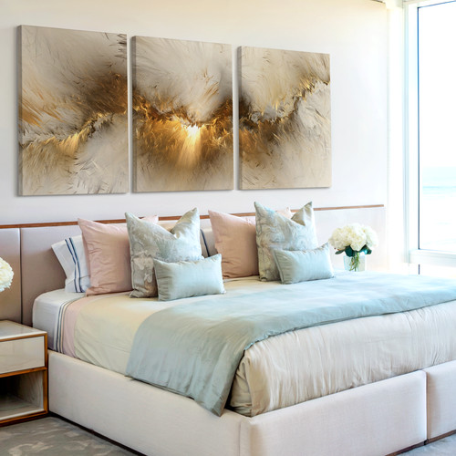 Pieces abstract gold white - 3,
