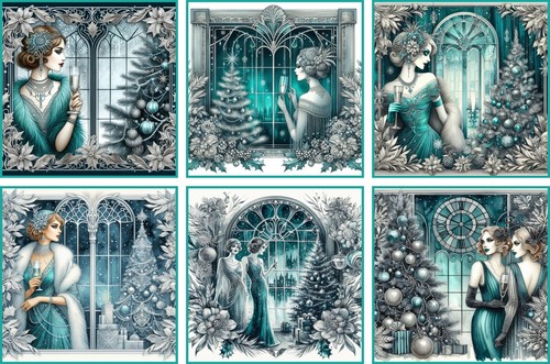 Christmas card toppers art - card,