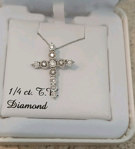 Diamond necklace 10k cross - diamond,