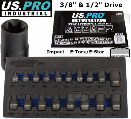 Pro industrial 18pc 8 - 18pc, 3/8"