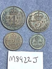 1892 Victoria JH Maundy Silver 4d,3d,2d,1d Coins Set tone GEF No Case-some marks