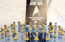 Chess STAR TREK FRANKLIN MINT TRI CHESS PIECES & 25th aniversery board combo inc