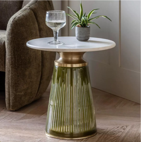 Luxury side table round - round, white