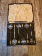 Antique Silver Coffee Spoons Original Box Included