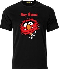 Personalised Animal from the Muppets Full Colour D.T.F Black Cotton T shirt