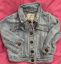 Next - Girls Blue Denim Jacket with Frill - Age 9 - 12 Months Good Condition