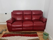Leather Recliner Sofa 2x 3 Seater Set Deep Red