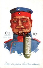 WW1 Paris Color German Soldier  caricature Printed postcard original