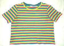 L F Markey T shirt top - stretchy, cropped, striped  - size 8