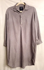 British Boxers Men's Brushed Cotton Nightshirt Size M Ash Grey Herringbone