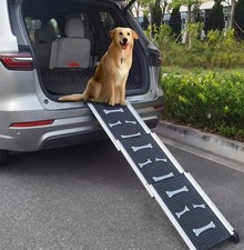 Portable Dog Ramp Anti-Slip  Bone Pattern Easy Adjustable 28"- 62" S, M & L Dogs