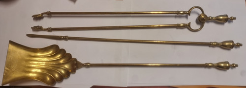 Set large victorian brass - large, fire