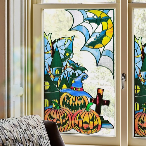 Halloween stained glass - halloween, window