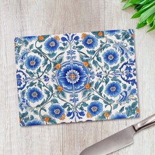 Blue Floral Mosaic Tile Glass