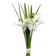 Artificial Silk Flowers Bunch Spring Snowdrops 19cm