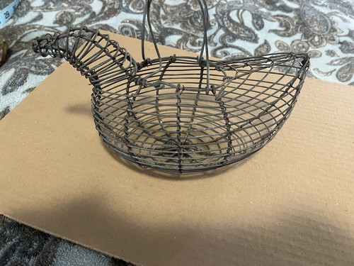 Vtg wire basket chicken egg - vtg,