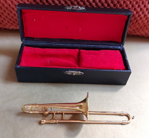 Miniature trombone ornament - miniature,