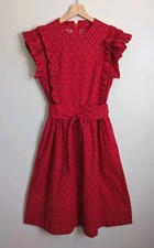 Vtg Red Floral Prairie Midi