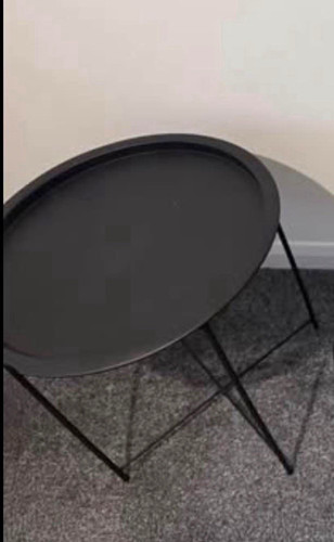 Round black solid metal tray - round,