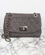 Russell & Bromley Bronze Silver Sparkle Quilted Leather Bag Chain Strap Quilty