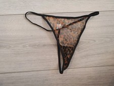BNWOT Vintage Sheer Fine Fishnet Leopard Print G String Thong Size Sml/Mdm 6-8