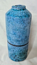 Tall striking Raku turquoise